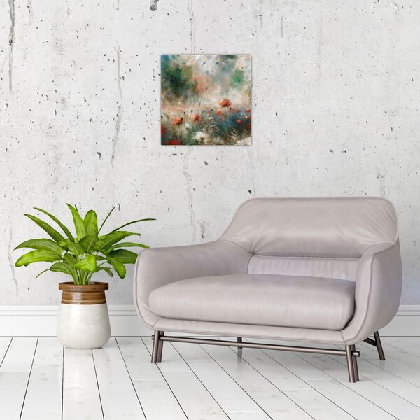 Obraz - Abstrakce pole s vlčími máky (30x30 cm)