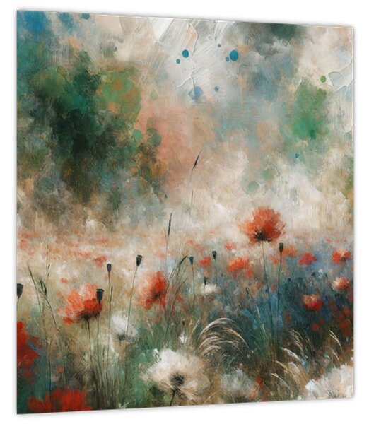 Obraz - Abstrakce pole s vlčími máky (30x30 cm)