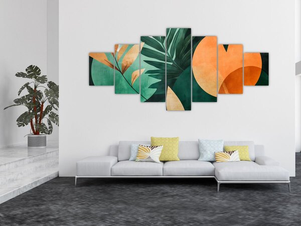 Obraz - Geometrické přírodní motivy (210x100 cm)
