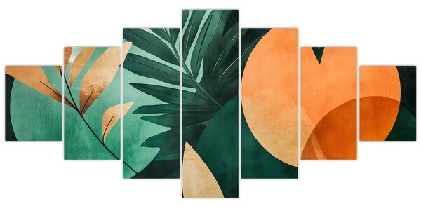 Obraz - Geometrické přírodní motivy (210x100 cm)