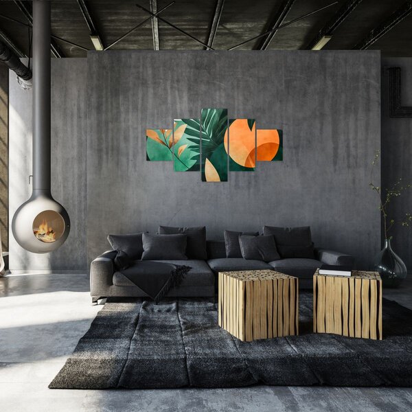 Obraz - Geometrické přírodní motivy (125x70 cm)