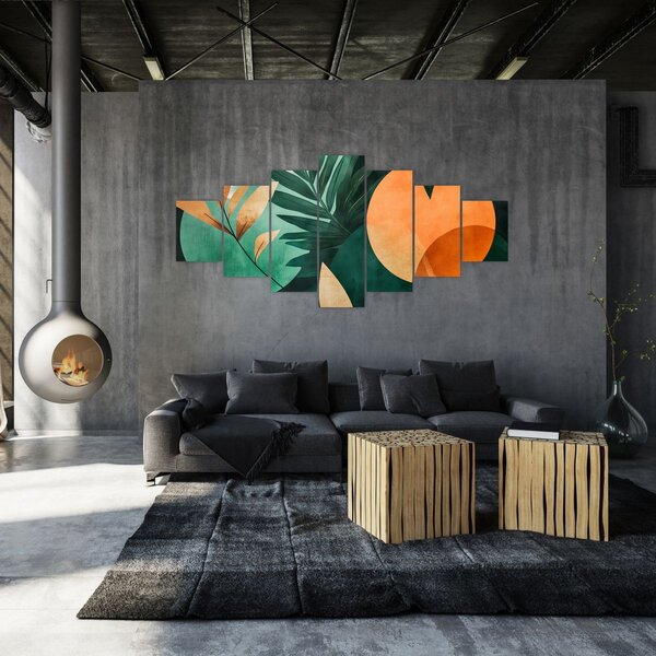 Obraz - Geometrické přírodní motivy (210x100 cm)
