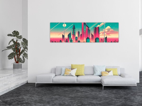Obraz - Velkoměsto v pop-art stylu (170x50 cm)