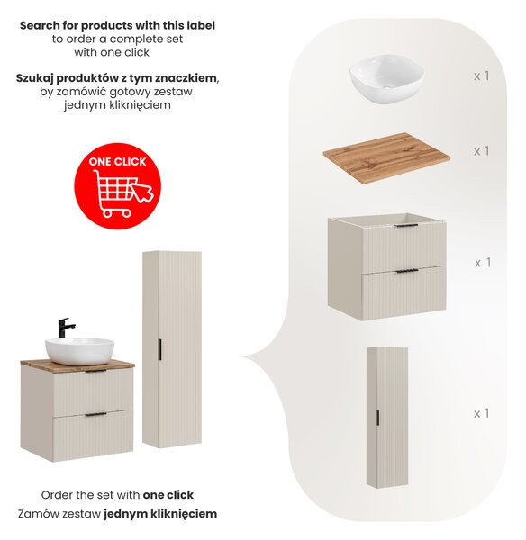 Comad Set koupelnového nábytku Adel Cashmere 60 dub wotan/kašmír mat