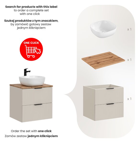 Comad Set koupelnového nábytku Adel Cashmere 60 dub wotan/kašmír mat