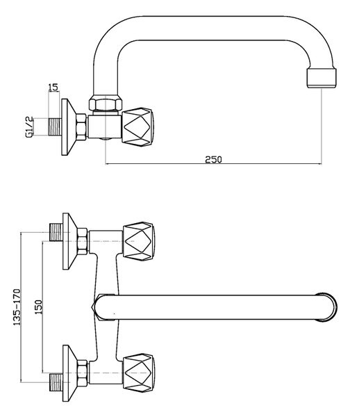 Invena Modena kuchyňská baterie na stěnu chrom BC-15-F0S