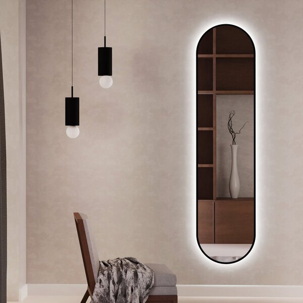 Baltica Design Tiny Border Pastille zrcadlo 40x155 cm oválný s osvětlením černá 5904107905631