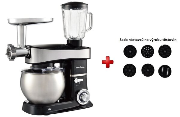 Multifunkční kuchyňský robot BestBerg BBR-2000BK / 2000 W / 6 l / 6 rychlostí / černá