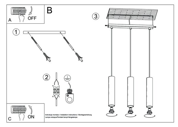 Sollux Lighting Závěsné svítidlo LAGOS 3L ultramarín
