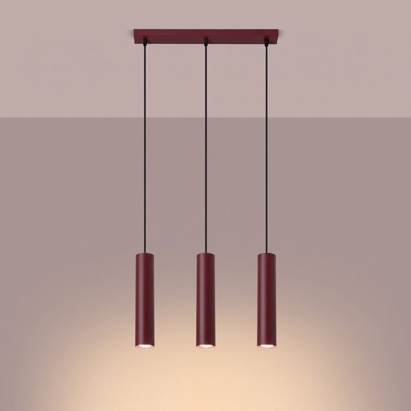 Sollux Lighting Závěsné svítidlo LAGOS 3L bordó