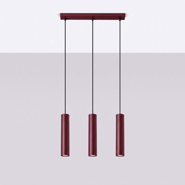 Sollux Lighting Závěsné svítidlo LAGOS 3L bordó
