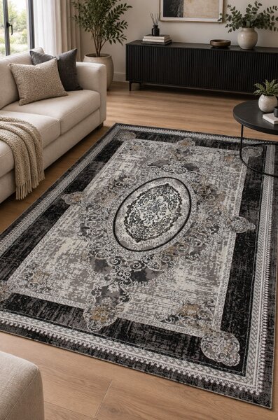 Koberec Tender 27145A VELVET černý / světle šedý