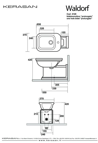 Bidet WALDORF 37x65cm, bílý