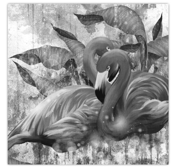 Obraz - Plameňáci graffiti (30x30 cm)