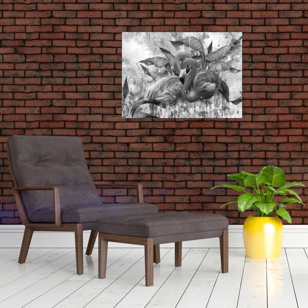 Obraz - Plameňáci graffiti (70x50 cm)