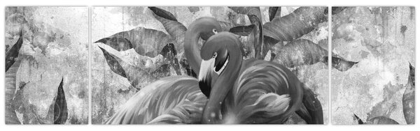 Obraz - Plameňáci graffiti (170x50 cm)