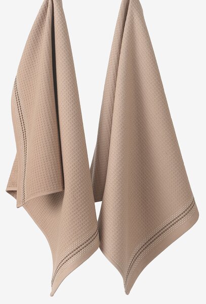 Goldea kuchyňská vaflová utěrka s bordurou - kávová 50 x 70 cm