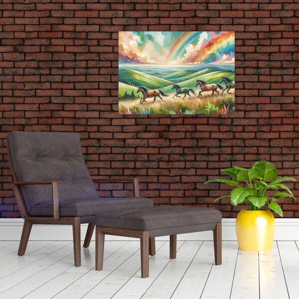 Obraz - Koni cválající krajinou (70x50 cm)