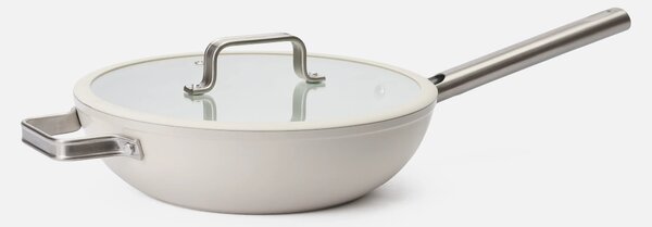 Fabini Wok pánev Meda 5.0 Standard, ø 28 cm - Nepřilnavá pánev s keramickým povrchem s poklicí, krémová