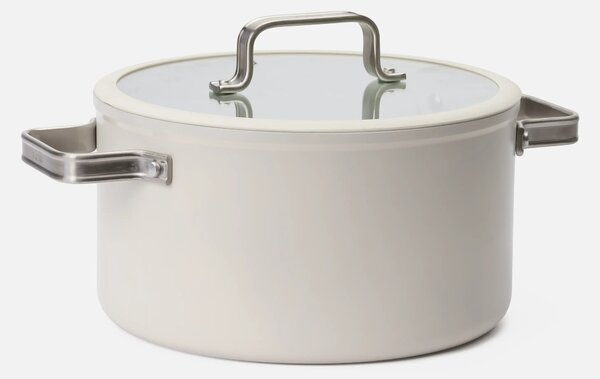 Fabini Kastrol Meda 5.0 Standard, ø 24 cm (5,4 l) - Nepřilnavý kastrol s keramickým povrchem s poklicí, krémový