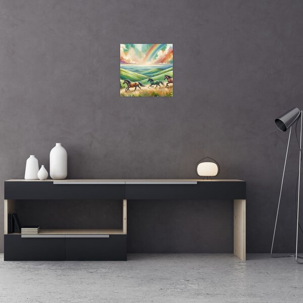 Obraz - Koni cválající krajinou (30x30 cm)