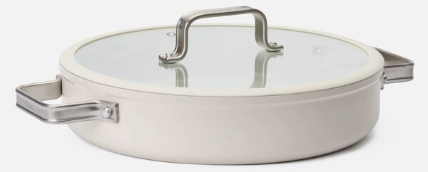 Fabini Servírovací tegame pánev Meda 5.0 Standard, ø 28 cm - Nepřilnavá pánev s keramickým povrchem s poklicí, krémová