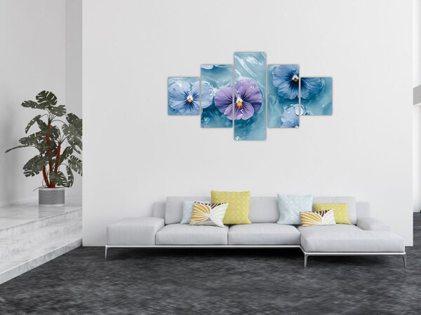 Obraz - Fialky ve vodě (125x70 cm)