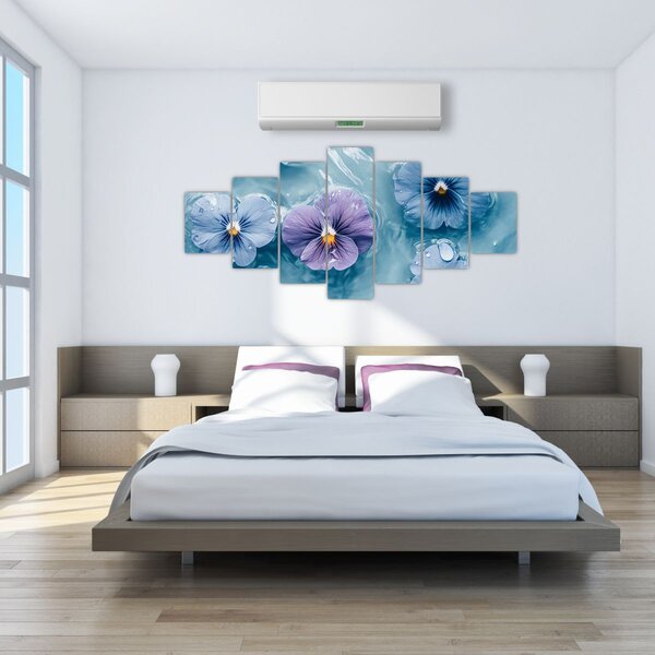 Obraz - Fialky ve vodě (210x100 cm)