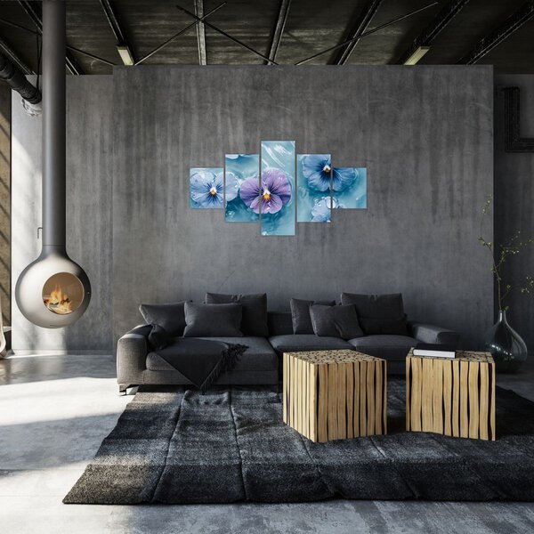 Obraz - Fialky ve vodě (125x70 cm)
