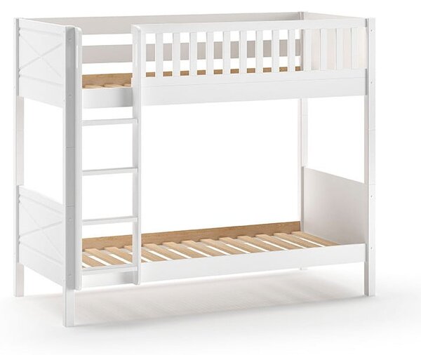 Bílá patrová dětská postel z borovicového dřeva s úložným prostorem 90x200 cm SCOTT – Vipack