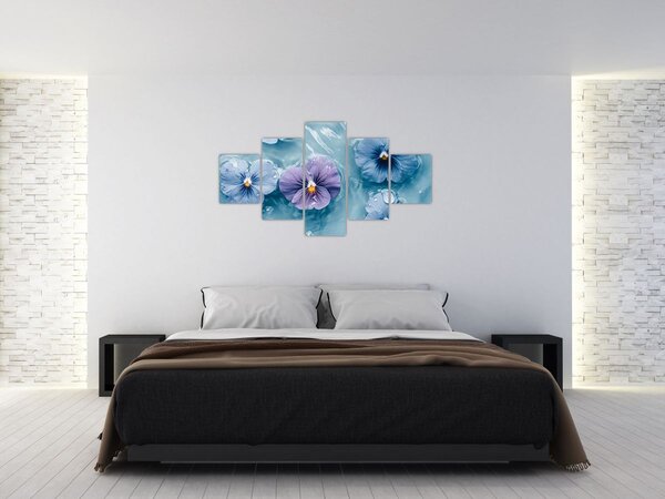 Obraz - Fialky ve vodě (125x70 cm)