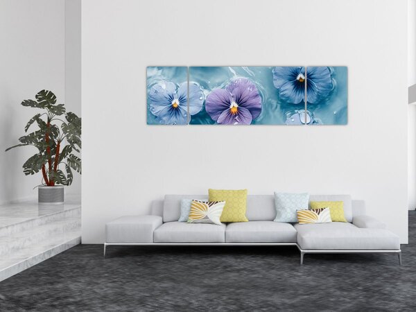 Obraz - Fialky ve vodě (170x50 cm)