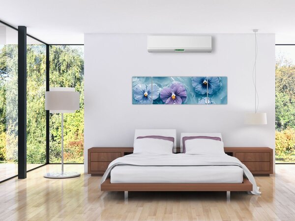 Obraz - Fialky ve vodě (170x50 cm)