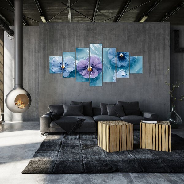 Obraz - Fialky ve vodě (210x100 cm)