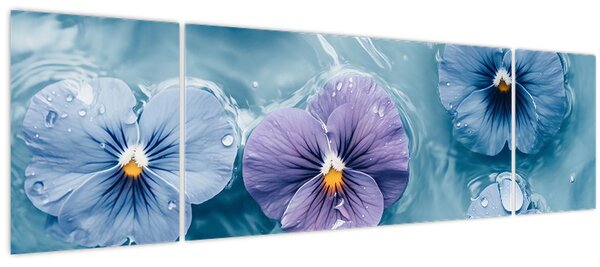Obraz - Fialky ve vodě (170x50 cm)