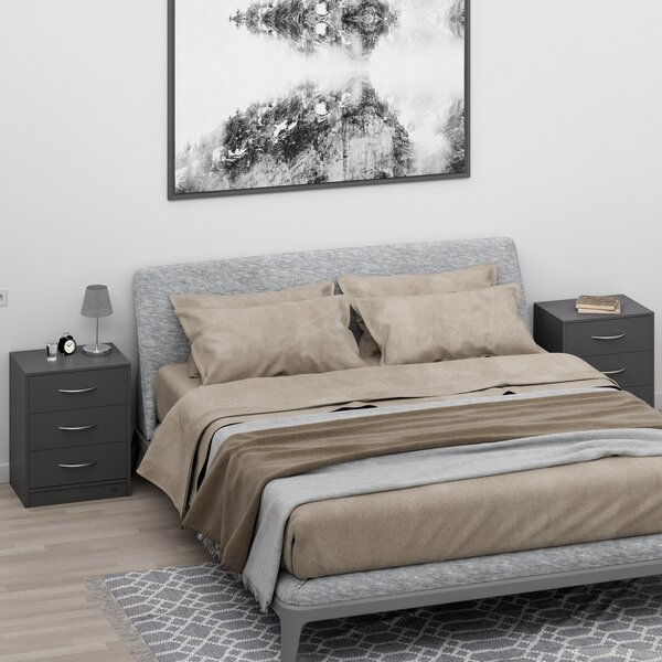 FurniGO Noční stolek Eloise 54x39x28cm - LED antracit