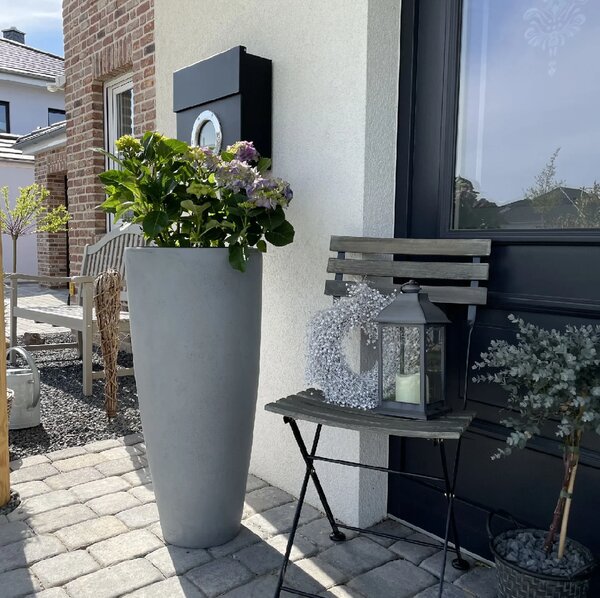 Květináč CITY, sklolaminát, výška 80 cm, beton design, šedý
