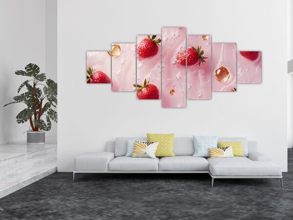 Obraz - Jahody v bublinách (210x100 cm)