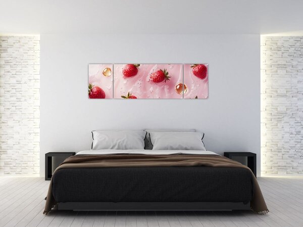 Obraz - Jahody v bublinách (170x50 cm)
