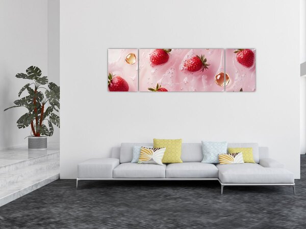 Obraz - Jahody v bublinách (170x50 cm)