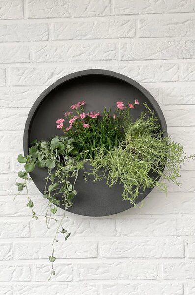 Květináč na zeď MURA, sklolaminát, Ø 40 cm, šedá