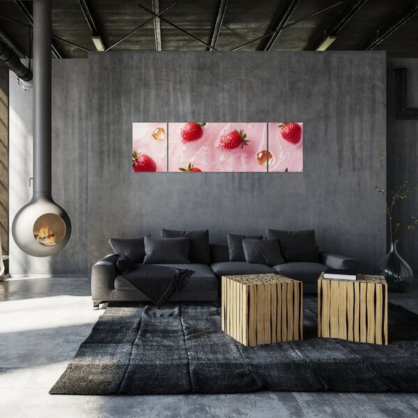 Obraz - Jahody v bublinách (170x50 cm)