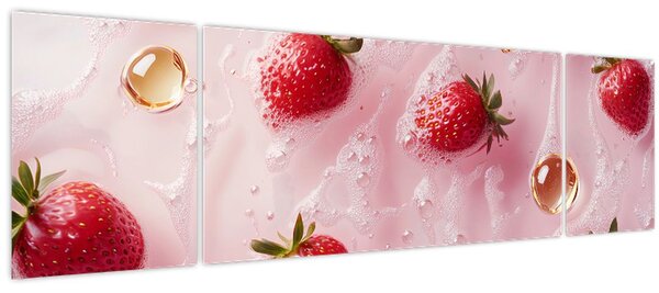 Obraz - Jahody v bublinách (170x50 cm)