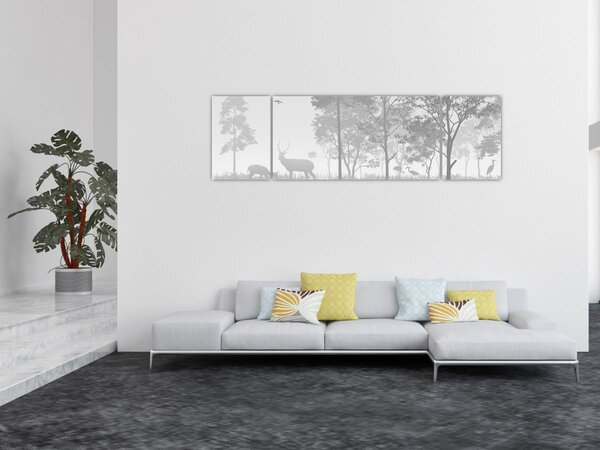 Obraz - Louka s jeleny (170x50 cm)