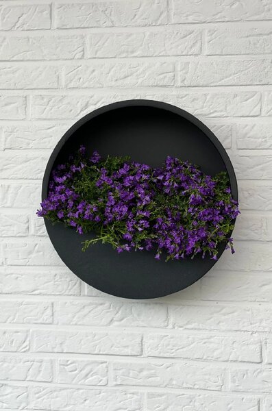 Květináč na zeď MURA, sklolaminát, Ø 40 cm, černá