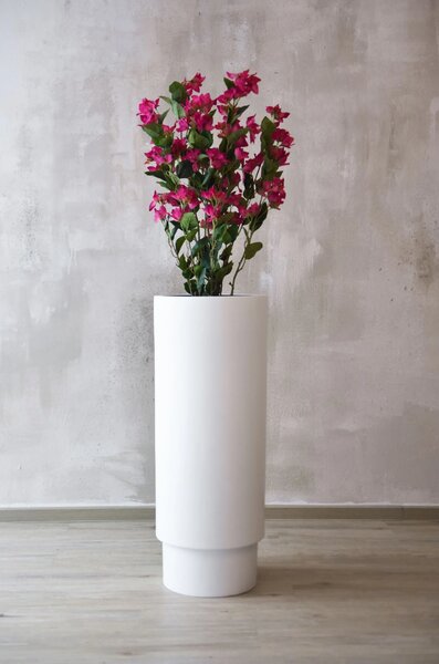 Květináč ESCADA, sklolaminát, výška 90 cm, bílý