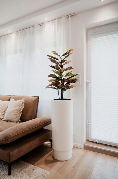Květináč ESCADA, sklolaminát, výška 90 cm, bílý