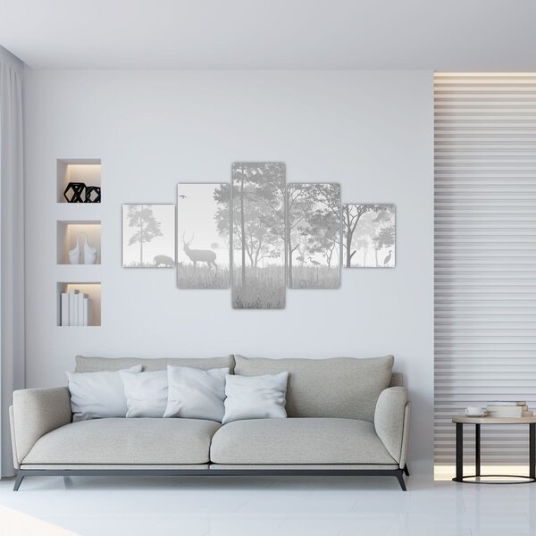 Obraz - Louka s jeleny (125x70 cm)