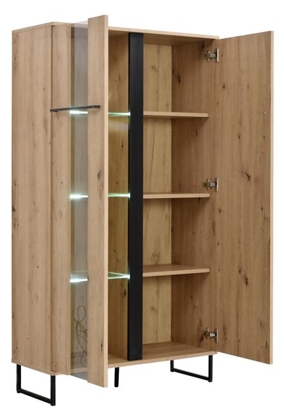 KOMODA, černá, barvy dubu, 84,5/153,5/35 cm Xora - Široké komody