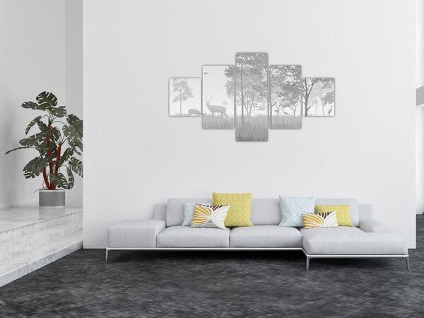 Obraz - Louka s jeleny (125x70 cm)